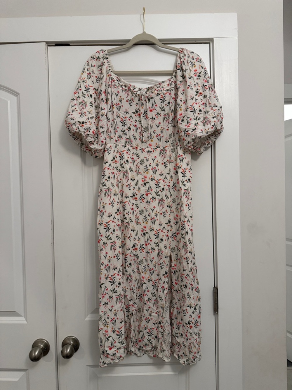 Old Navy Cream Maxi Dress with Pink & Green Floral
